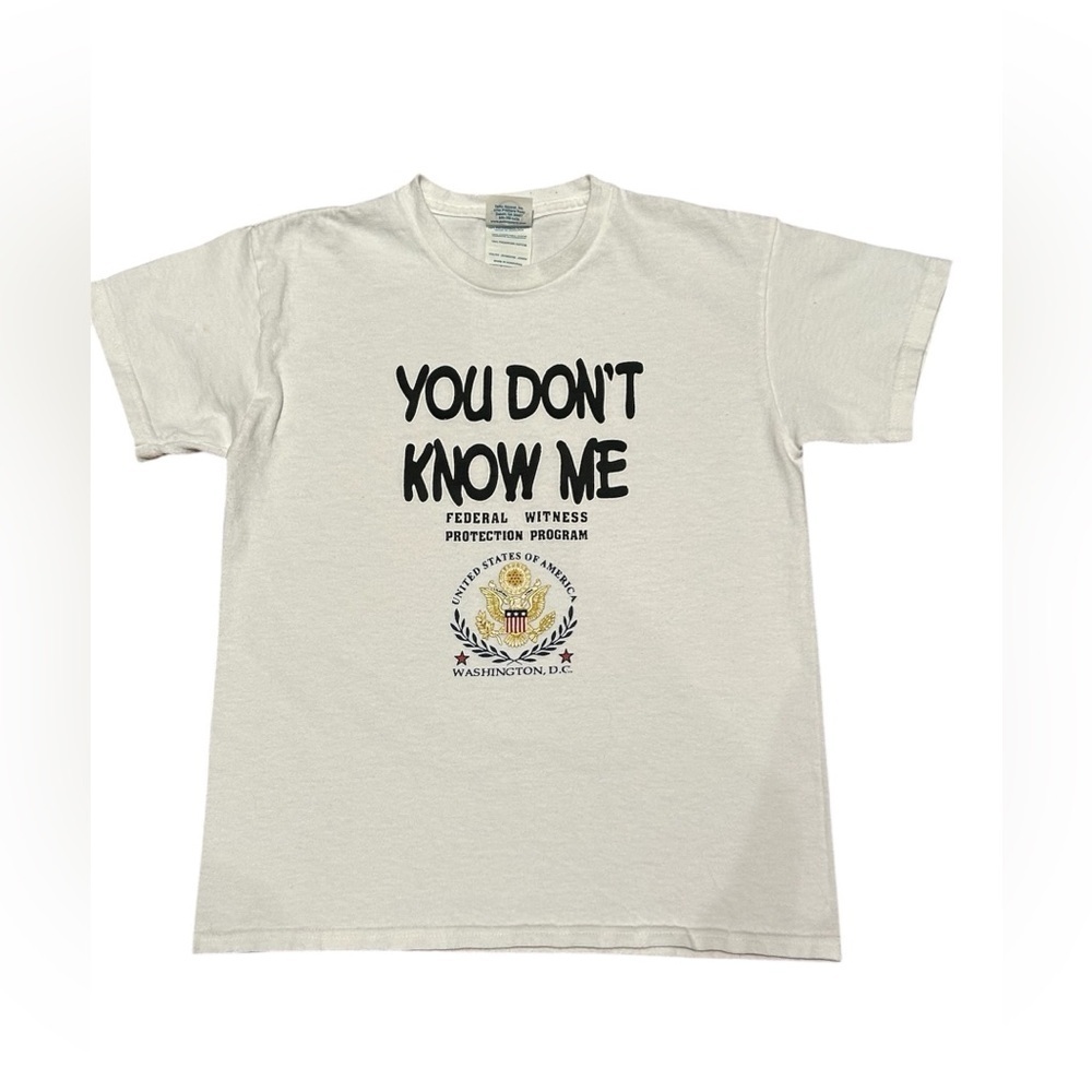 Delta Pro Weight White Graphic T Shirt You Don’t Know Me Funny Youth M 10-12